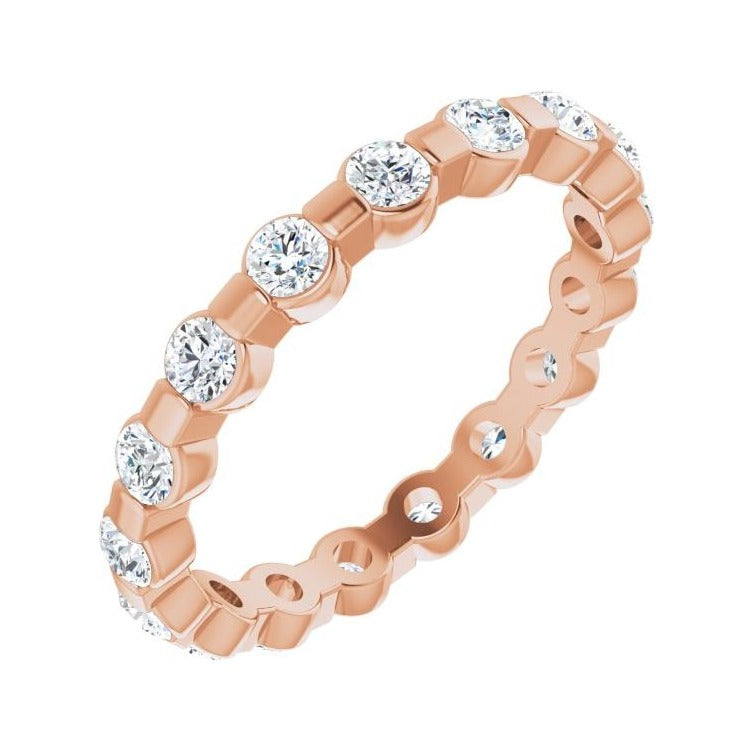 Sapphire Row Natural Diamond Channel Station Eternity Band - 14K Rose Gold, 2.5 mm