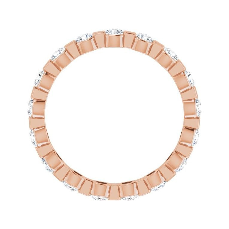 Sapphire Row Natural Diamond Channel Station Eternity Band - 14K Rose Gold, 2.5 mm (view 2)