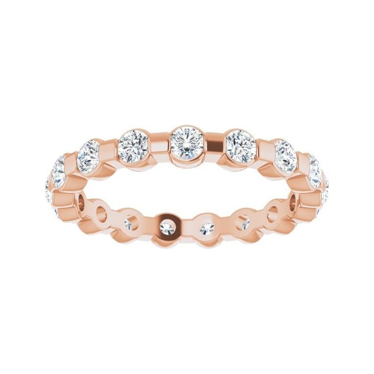 Sapphire Row Natural Diamond Channel Station Eternity Band - 14K Rose Gold, 2.5 mm (view 3)