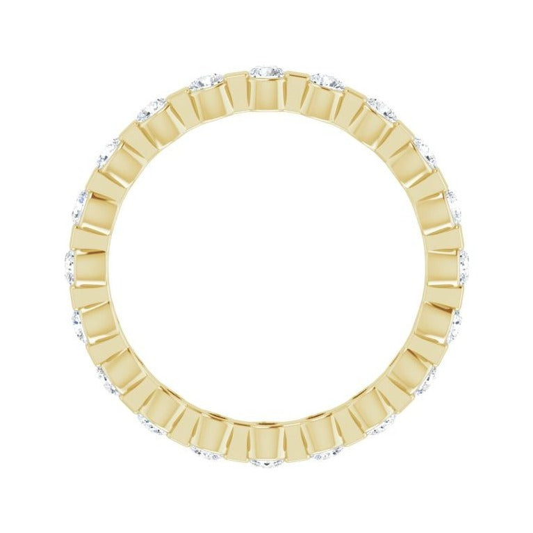 Sapphire Row Natural Diamond Channel Station Eternity Band - 14K Yellow Gold, 2 mm (view 2)