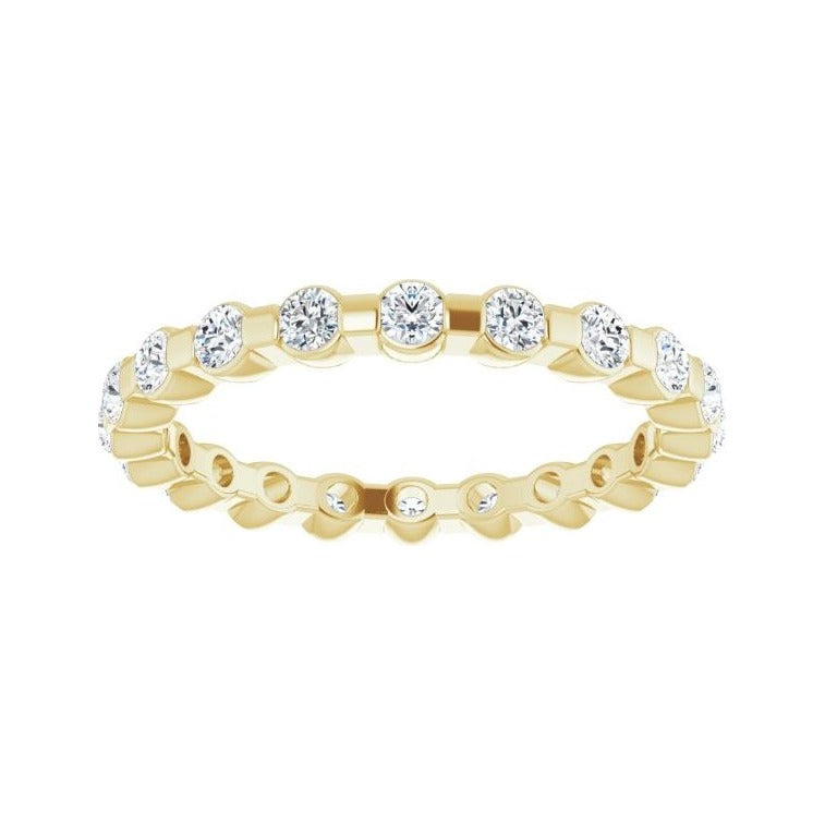 Sapphire Row Natural Diamond Channel Station Eternity Band - 14K Yellow Gold, 2 mm (view 3)