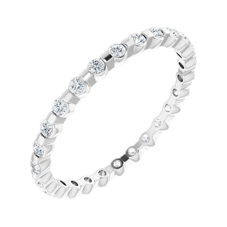 Sapphire Row Natural Diamond Channel Station Eternity Band - Platinum, 1.5 mm