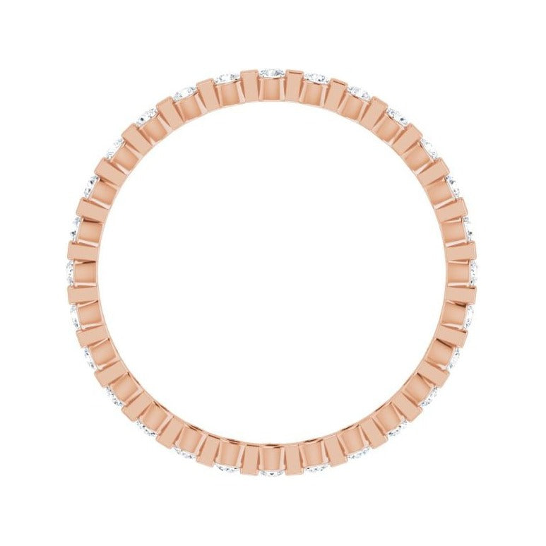 Sapphire Row Natural Diamond Channel Station Eternity Band - 14K Rose Gold, 1.5 mm, 8 (view 2)