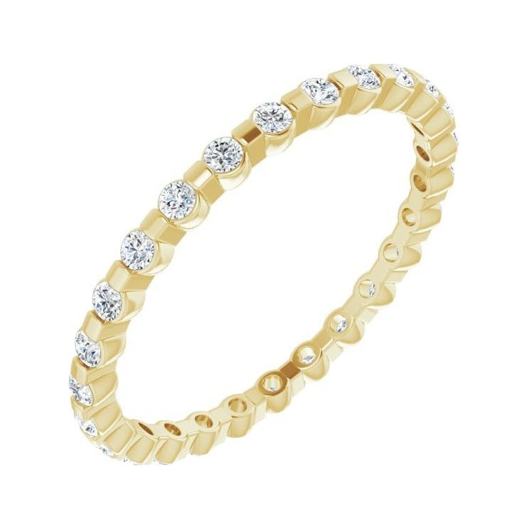 Sapphire Row Natural Diamond Channel Station Eternity Band - 14K Yellow Gold, 1.5 mm