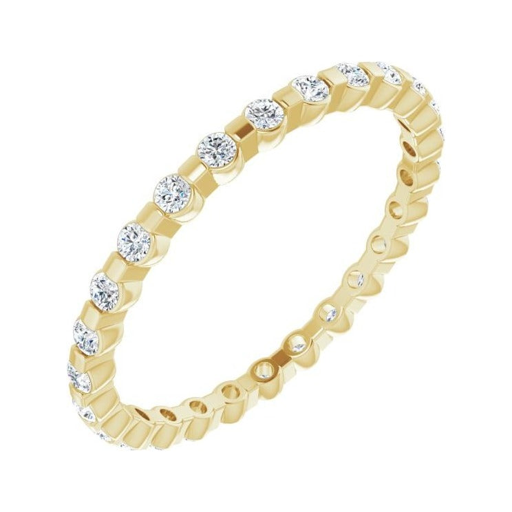 Sapphire Row Natural Diamond Channel Station Eternity Band - 14K Yellow Gold, 1.5 mm