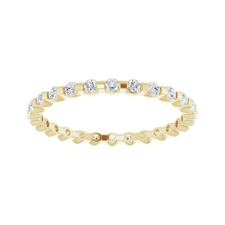 Sapphire Row Natural Diamond Channel Station Eternity Band - 14K Yellow Gold, 1.5 mm (view 3)