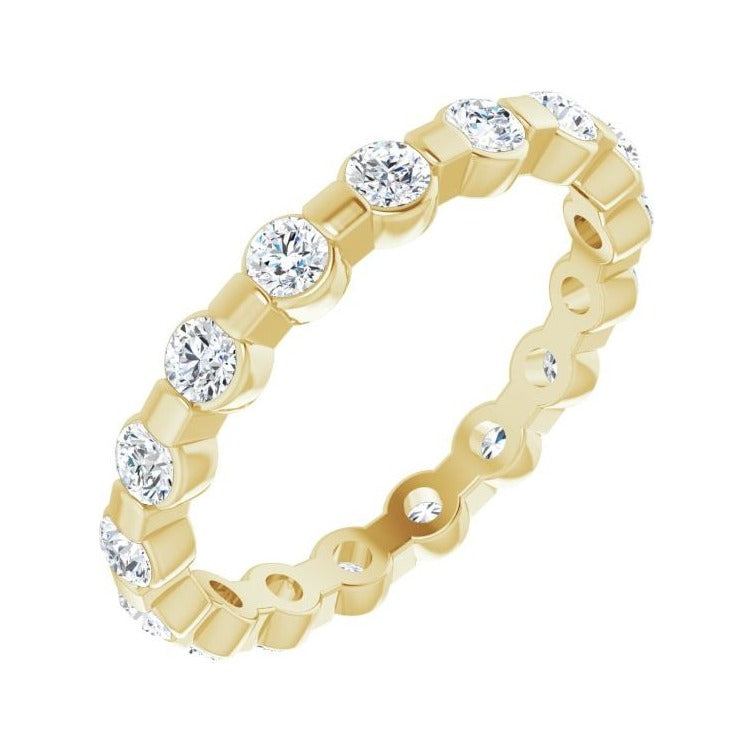 Sapphire Row Natural Diamond Channel Station Eternity Band - 14K Yellow Gold, 2.5 mm