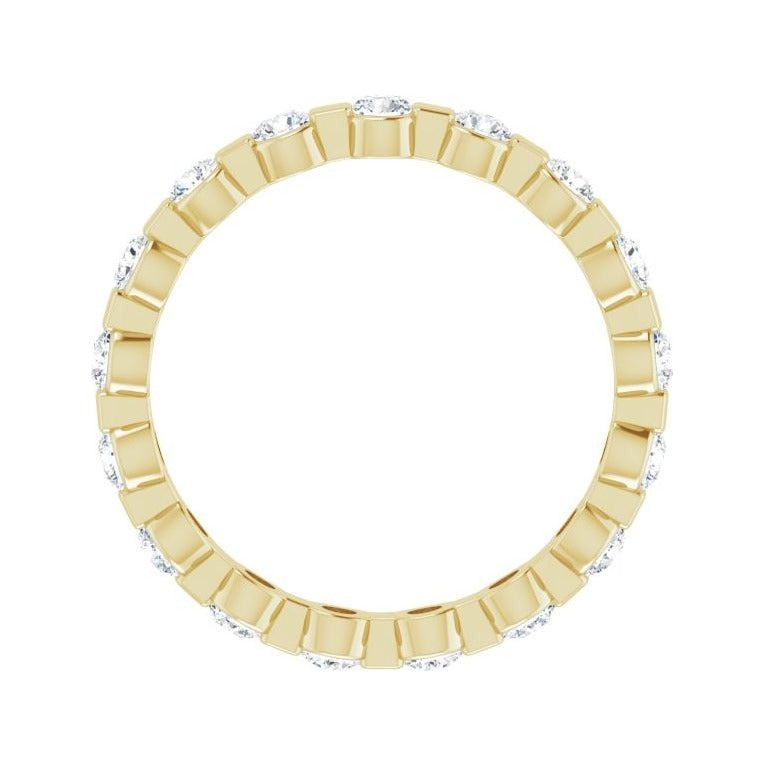 Sapphire Row Natural Diamond Channel Station Eternity Band - 14K Yellow Gold, 2.5 mm (view 2)