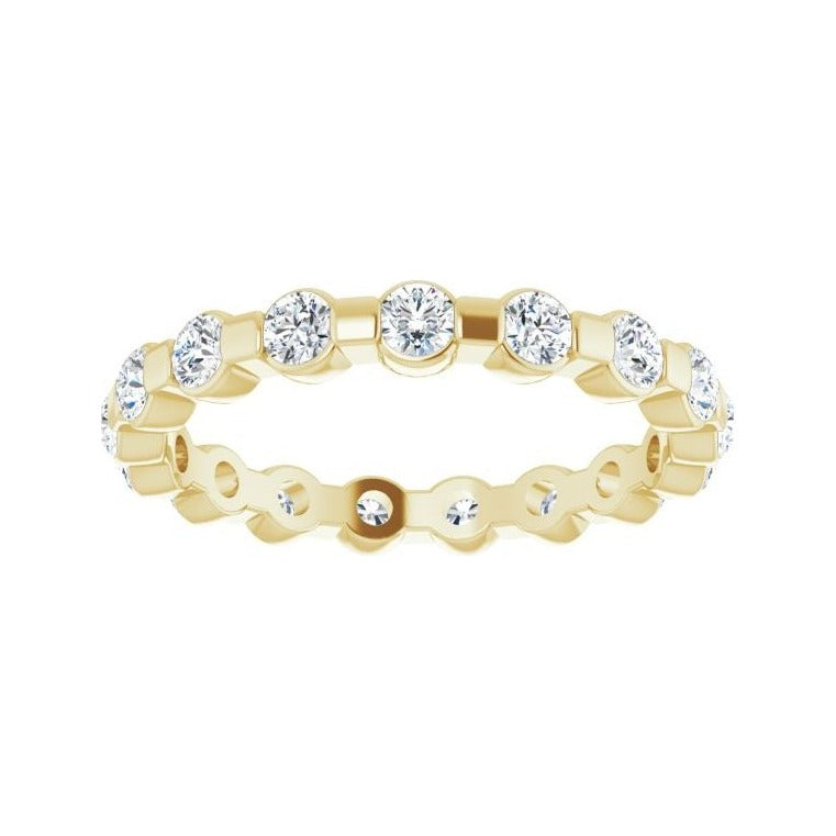 Sapphire Row Natural Diamond Channel Station Eternity Band - 14K Yellow Gold, 2.5 mm (view 3)