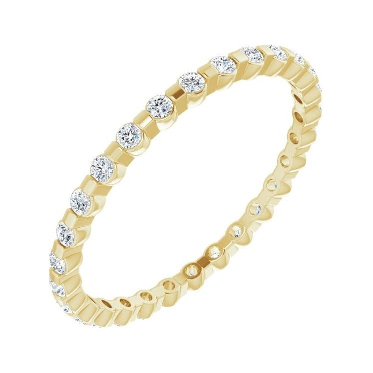 Sapphire Row Natural Diamond Channel Station Eternity Band - 14K Yellow Gold, 1.5 mm, 8