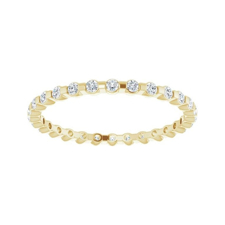 Sapphire Row Natural Diamond Channel Station Eternity Band - 14K Yellow Gold, 1.5 mm, 8 (view 3)