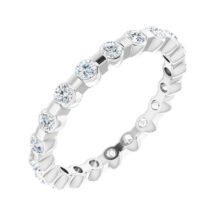 Sapphire Row Natural Diamond Channel Station Eternity Band - Platinum, 2 mm