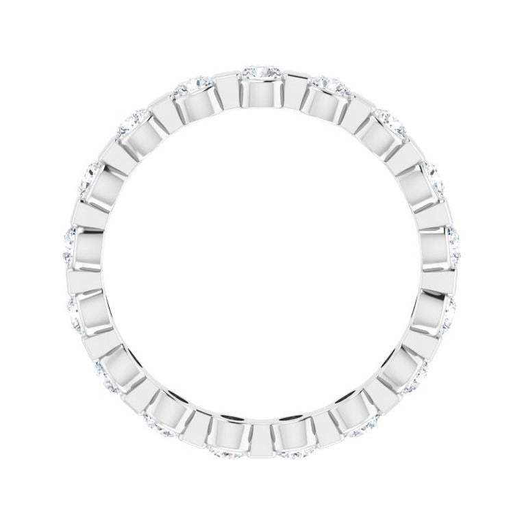 Sapphire Row Natural Diamond Channel Station Eternity Band - 14K White Gold, 2.5 mm (view 2)