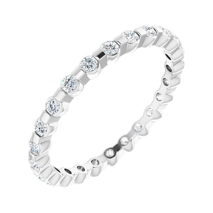 Sapphire Row Lab-Grown Diamond Channel Station Eternity Band - Platinum, 1.5 mm, 4