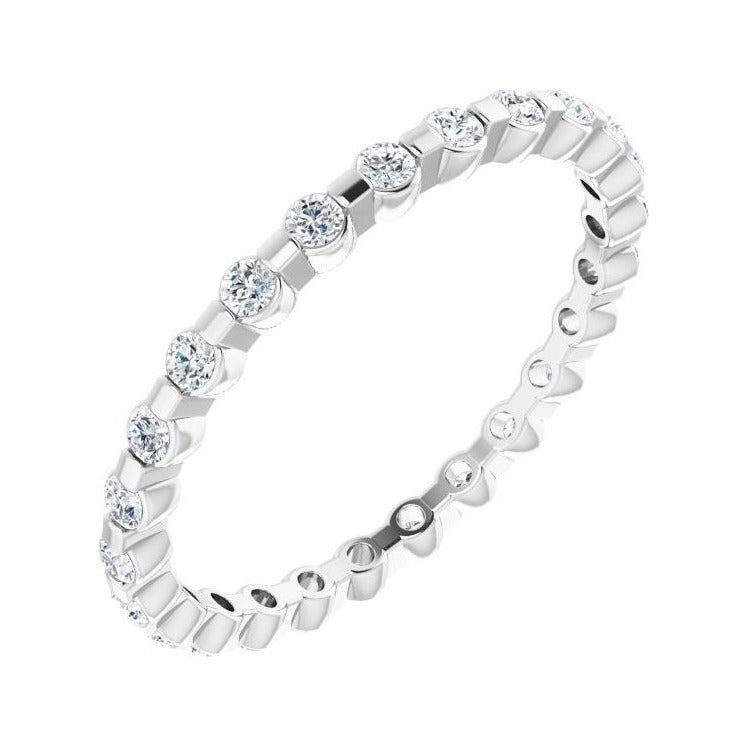 Sapphire Row Lab-Grown Diamond Channel Station Eternity Band - Platinum, 1.5 mm, 5