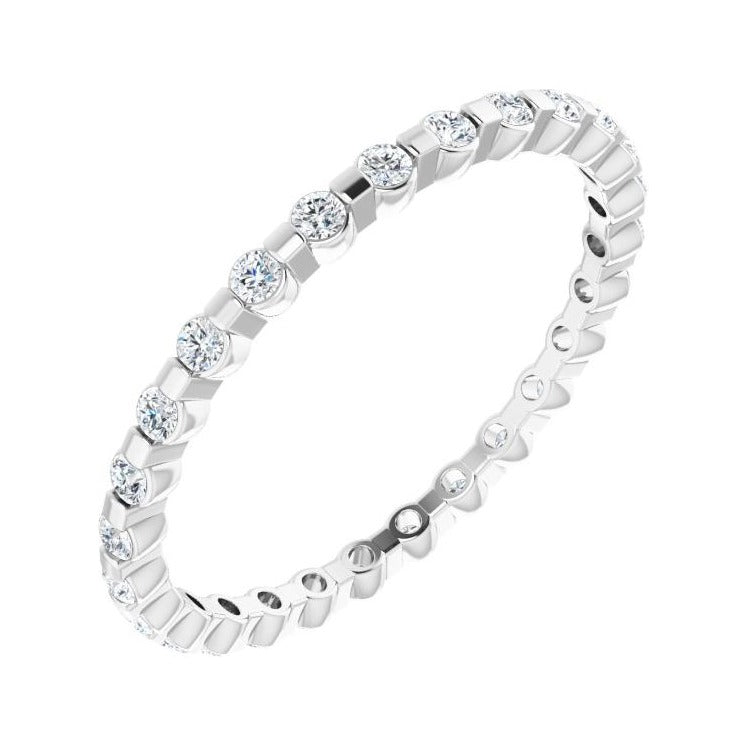Sapphire Row Lab-Grown Diamond Channel Station Eternity Band - Platinum, 1.5 mm, 7