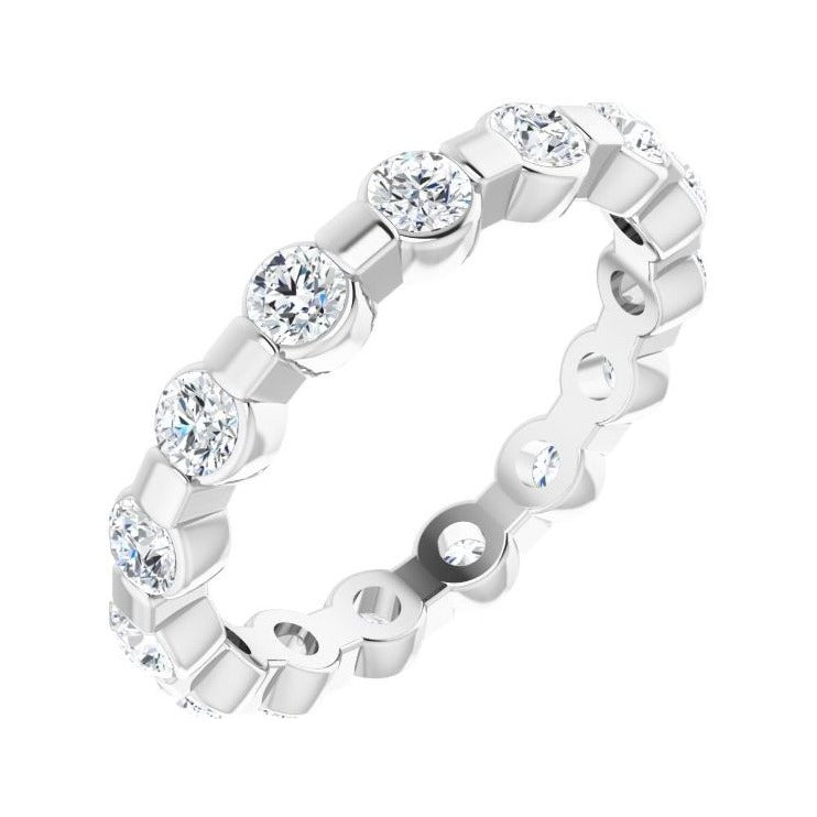 Sapphire Row Lab-Grown Diamond Channel Station Eternity Band - Platinum, 2.5 mm, 4