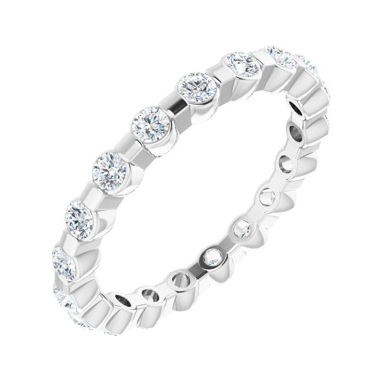 Sapphire Row Lab-Grown Diamond Channel Station Eternity Band - Platinum, 2 mm, 4.5