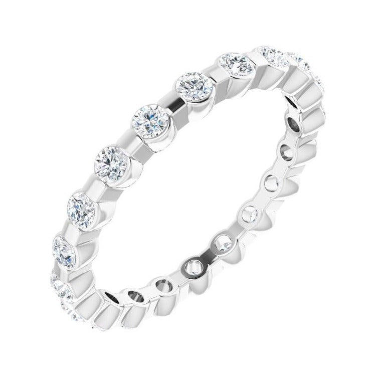 Sapphire Row Lab-Grown Diamond Channel Station Eternity Band - Platinum, 2 mm, 5.5