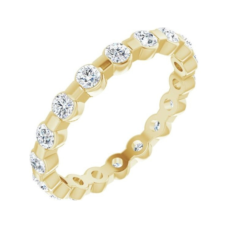 Sapphire Row Lab-Grown Diamond Channel Station Eternity Band - 14K Yellow Gold, 2.5 mm, 7.5