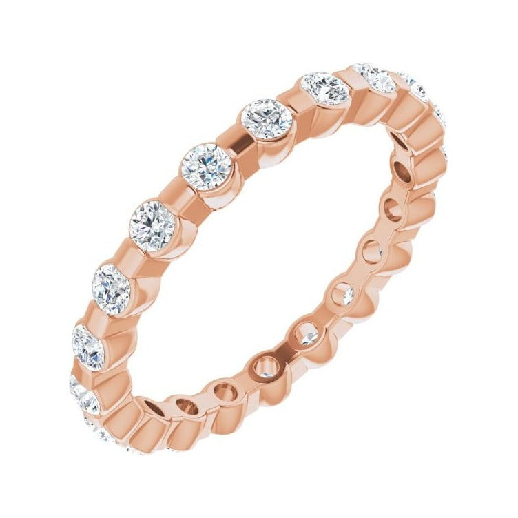 Sapphire Row Lab-Grown Diamond Channel Station Eternity Band - 14K Rose Gold, 2 mm, 5
