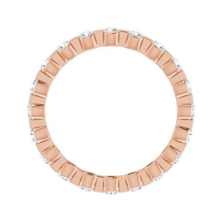 Sapphire Row Lab-Grown Diamond Channel Station Eternity Band - 14K Rose Gold, 2 mm, 5 (view 2)
