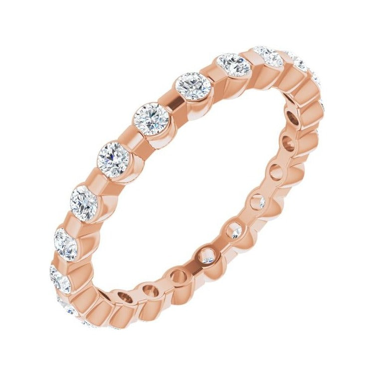 Sapphire Row Lab-Grown Diamond Channel Station Eternity Band - 14K Rose Gold, 2 mm, 6