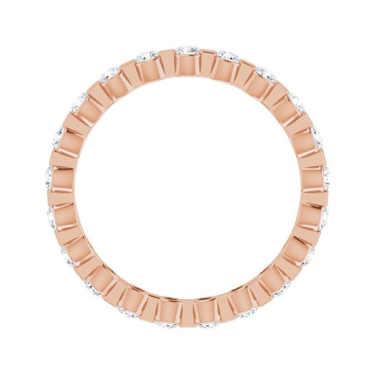 Sapphire Row Lab-Grown Diamond Channel Station Eternity Band - 14K Rose Gold, 2 mm, 6 (view 2)