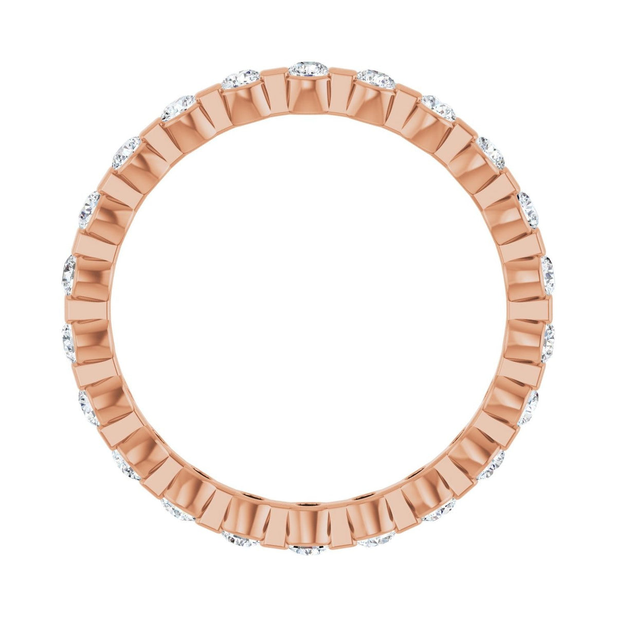 Sapphire Row Lab-Grown Diamond Channel Station Eternity Band - 14K Rose Gold, 2 mm, 7 (view 2)