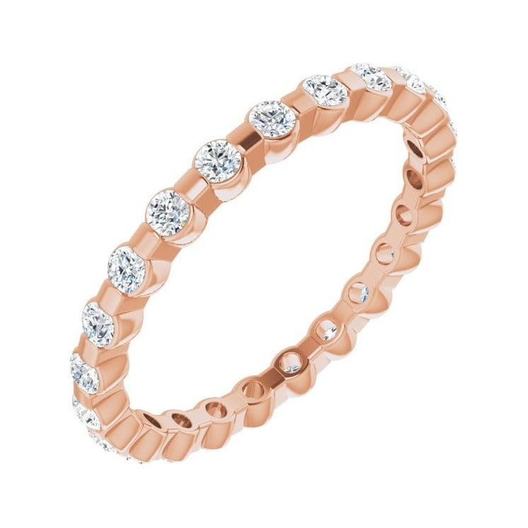 Sapphire Row Lab-Grown Diamond Channel Station Eternity Band - 14K Rose Gold, 2 mm, 8