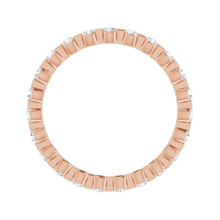 Sapphire Row Lab-Grown Diamond Channel Station Eternity Band - 14K Rose Gold, 2 mm, 8 (view 2)