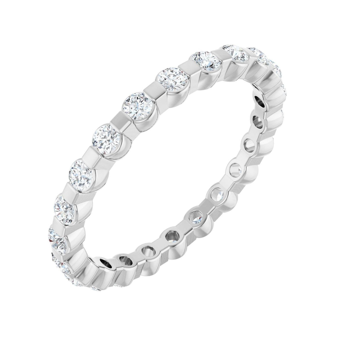 Sapphire Row Lab-Grown Diamond Channel Station Eternity Band - Platinum, 2 mm, 7