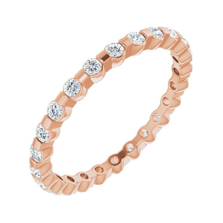 Sapphire Row Lab-Grown Diamond Channel Station Eternity Band - 14K Rose Gold, 1.5 mm, 4