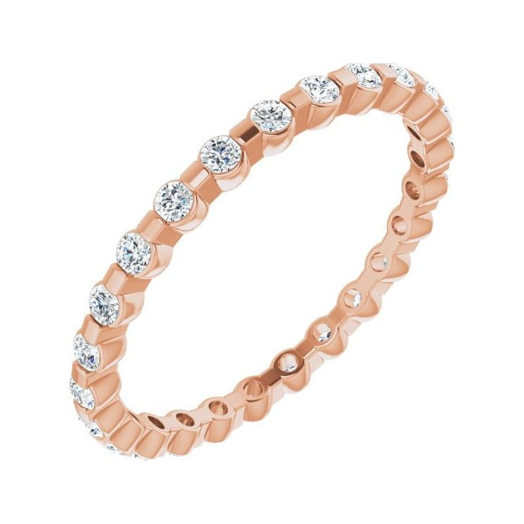 Sapphire Row Lab-Grown Diamond Channel Station Eternity Band - 14K Rose Gold, 1.5 mm, 5