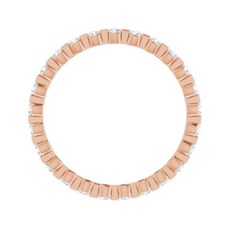 Sapphire Row Lab-Grown Diamond Channel Station Eternity Band - 14K Rose Gold, 1.5 mm, 5 (view 2)