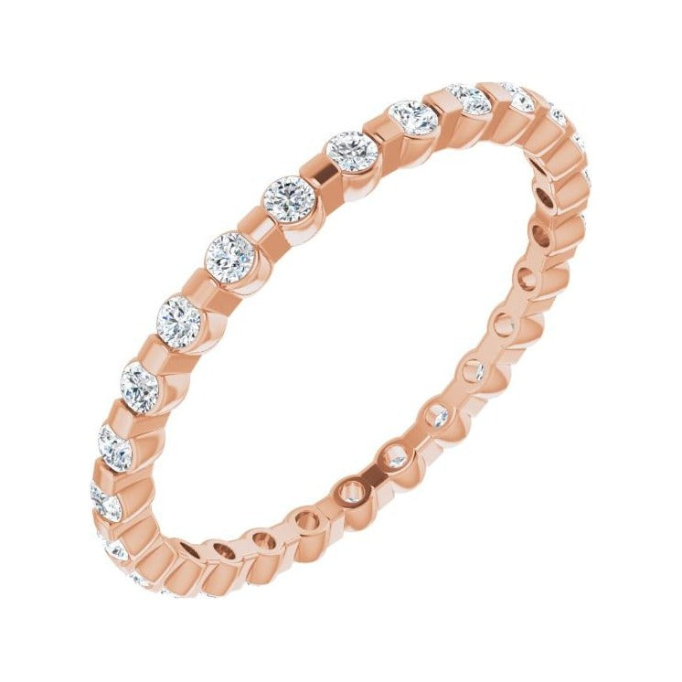 Sapphire Row Lab-Grown Diamond Channel Station Eternity Band - 14K Rose Gold, 1.5 mm, 6