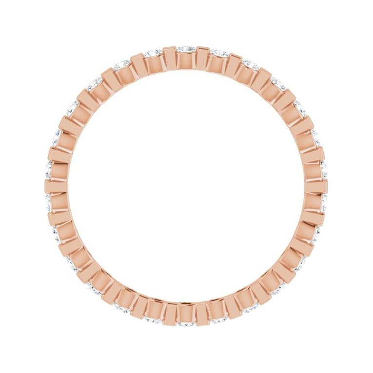 Sapphire Row Lab-Grown Diamond Channel Station Eternity Band - 14K Rose Gold, 1.5 mm, 6 (view 2)