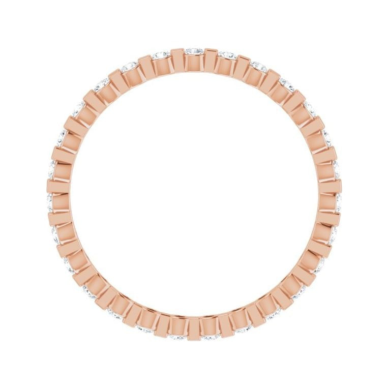 Sapphire Row Lab-Grown Diamond Channel Station Eternity Band - 14K Rose Gold, 1.5 mm, 7 (view 2)
