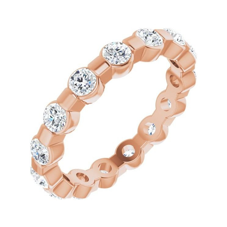 Sapphire Row Lab-Grown Diamond Channel Station Eternity Band - 14K Rose Gold, 2.5 mm, 4