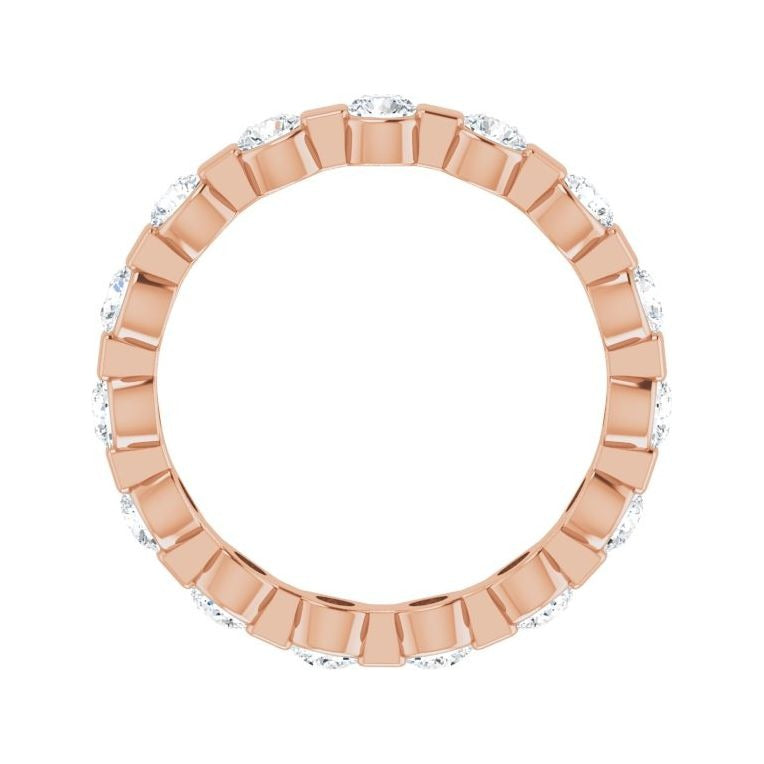 Sapphire Row Lab-Grown Diamond Channel Station Eternity Band - 14K Rose Gold, 2.5 mm, 4 (view 2)