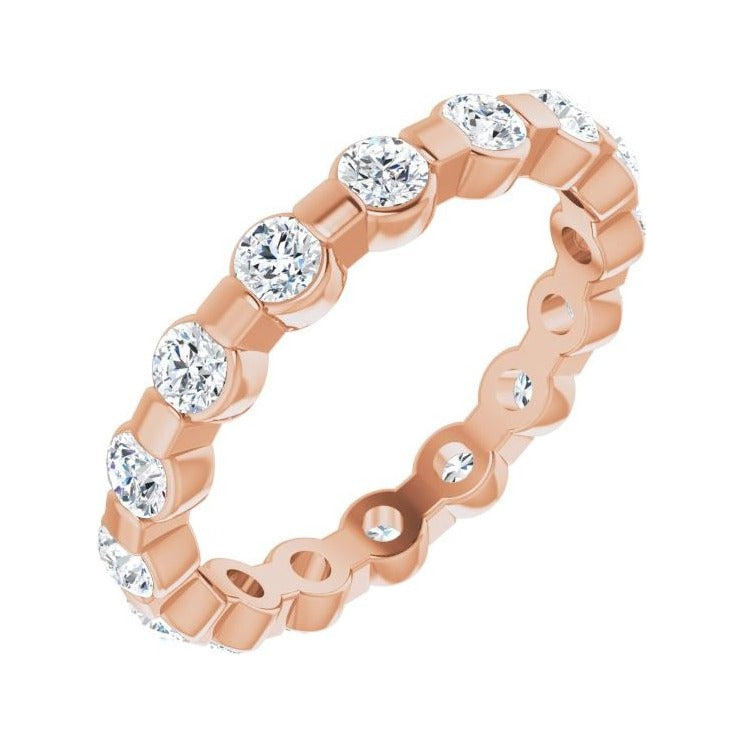 Sapphire Row Lab-Grown Diamond Channel Station Eternity Band - 14K Rose Gold, 2.5 mm, 5