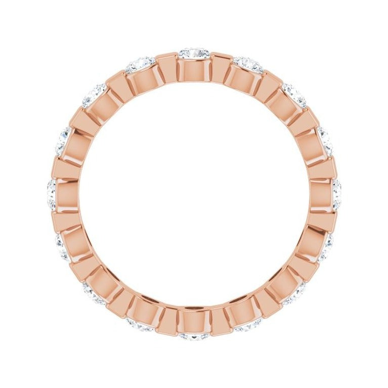 Sapphire Row Lab-Grown Diamond Channel Station Eternity Band - 14K Rose Gold, 2.5 mm, 5 (view 2)