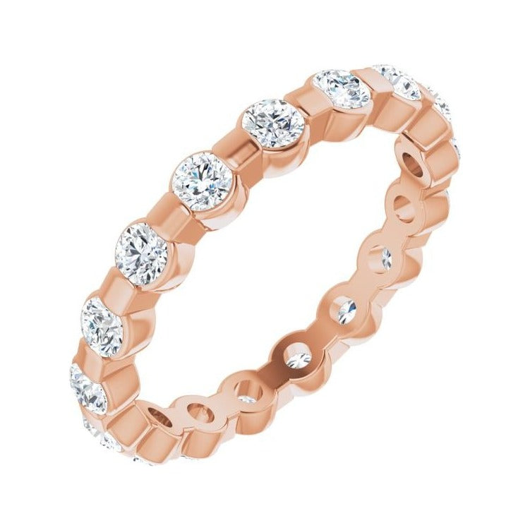 Sapphire Row Lab-Grown Diamond Channel Station Eternity Band - 14K Rose Gold, 2.5 mm, 6
