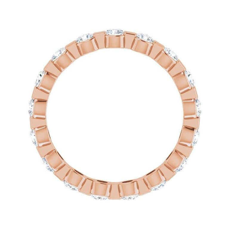 Sapphire Row Lab-Grown Diamond Channel Station Eternity Band - 14K Rose Gold, 2.5 mm, 6 (view 2)