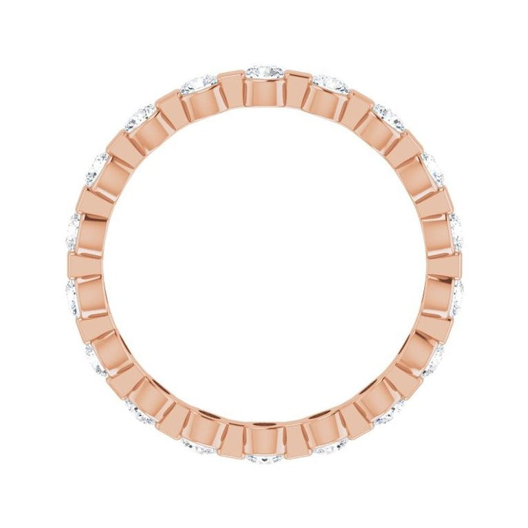 Sapphire Row Lab-Grown Diamond Channel Station Eternity Band - 14K Rose Gold, 2.5 mm, 8 (view 2)