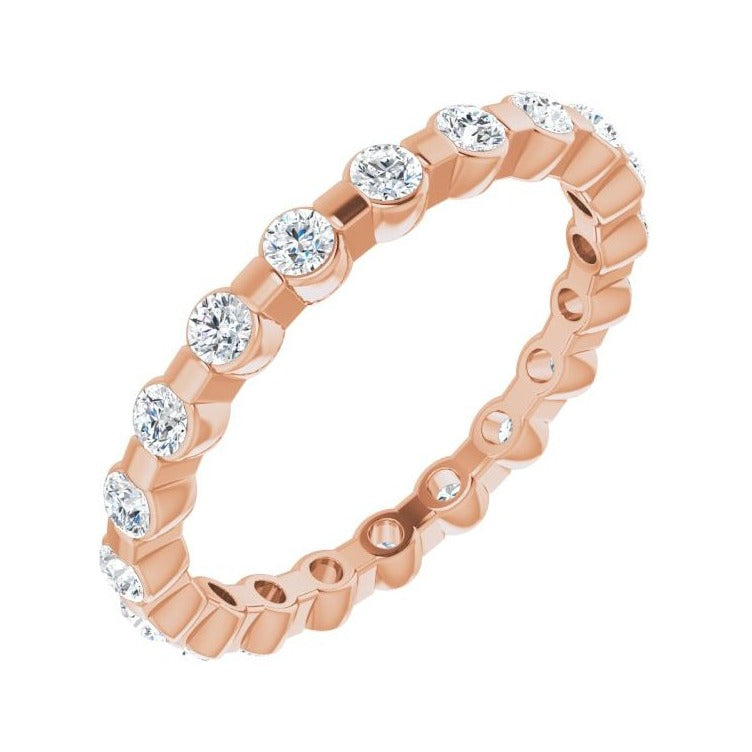 Sapphire Row Lab-Grown Diamond Channel Station Eternity Band - 14K Rose Gold, 2 mm, 5.5