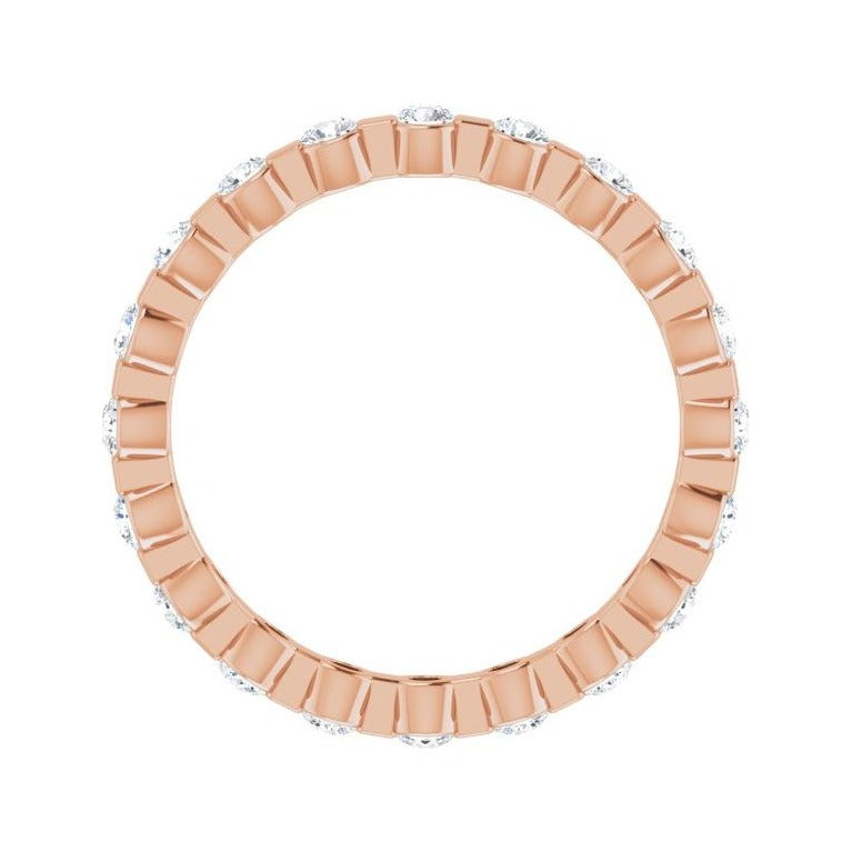 Sapphire Row Lab-Grown Diamond Channel Station Eternity Band - 14K Rose Gold, 2 mm, 5.5 (view 2)
