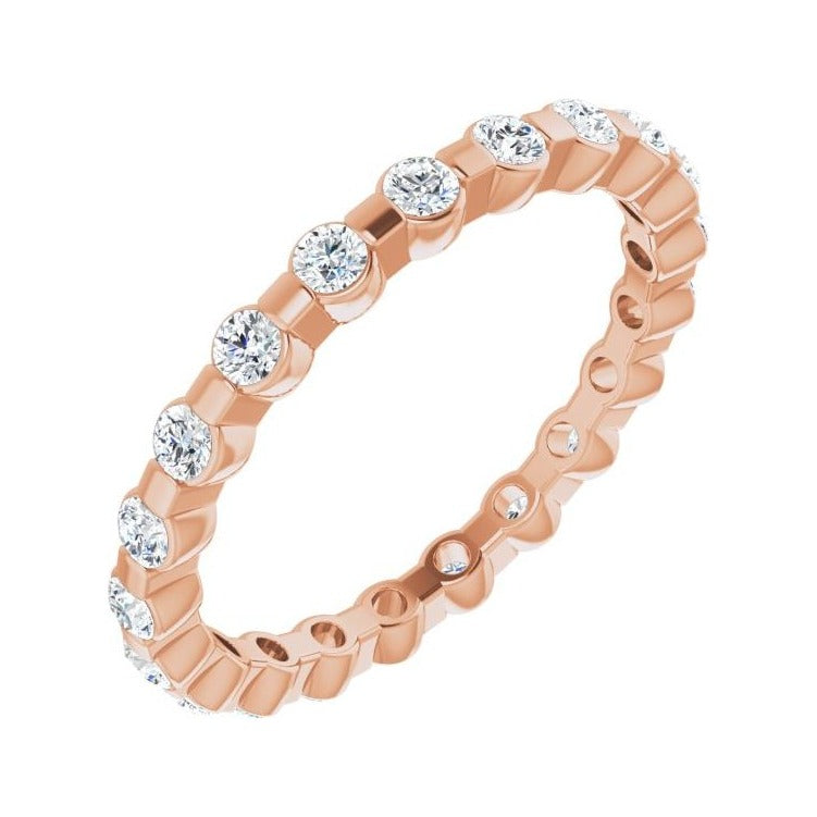 Sapphire Row Lab-Grown Diamond Channel Station Eternity Band - 14K Rose Gold, 2 mm, 6.5