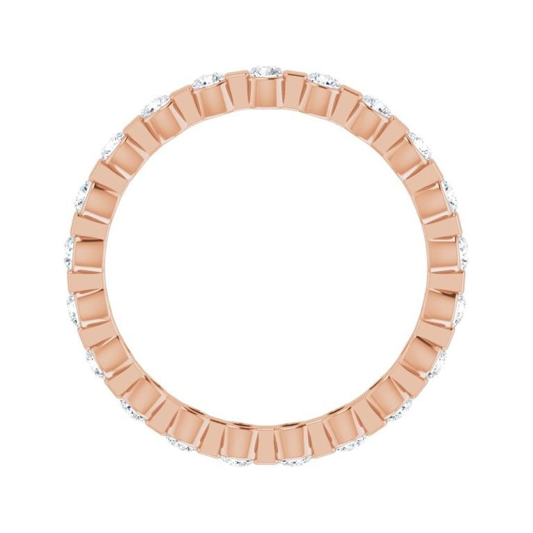 Sapphire Row Lab-Grown Diamond Channel Station Eternity Band - 14K Rose Gold, 2 mm, 6.5 (view 2)