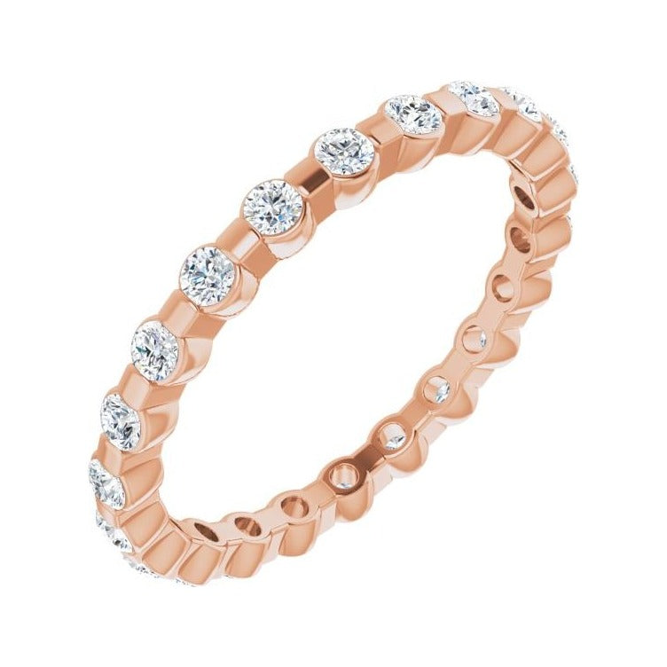 Sapphire Row Lab-Grown Diamond Channel Station Eternity Band - 14K Rose Gold, 2 mm, 7.5